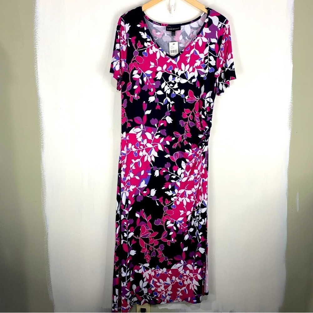 Lane Bryant Soft Stretchy Jersey Knit Floral Print T-Shirt Maxi Dress 14/16 NWT